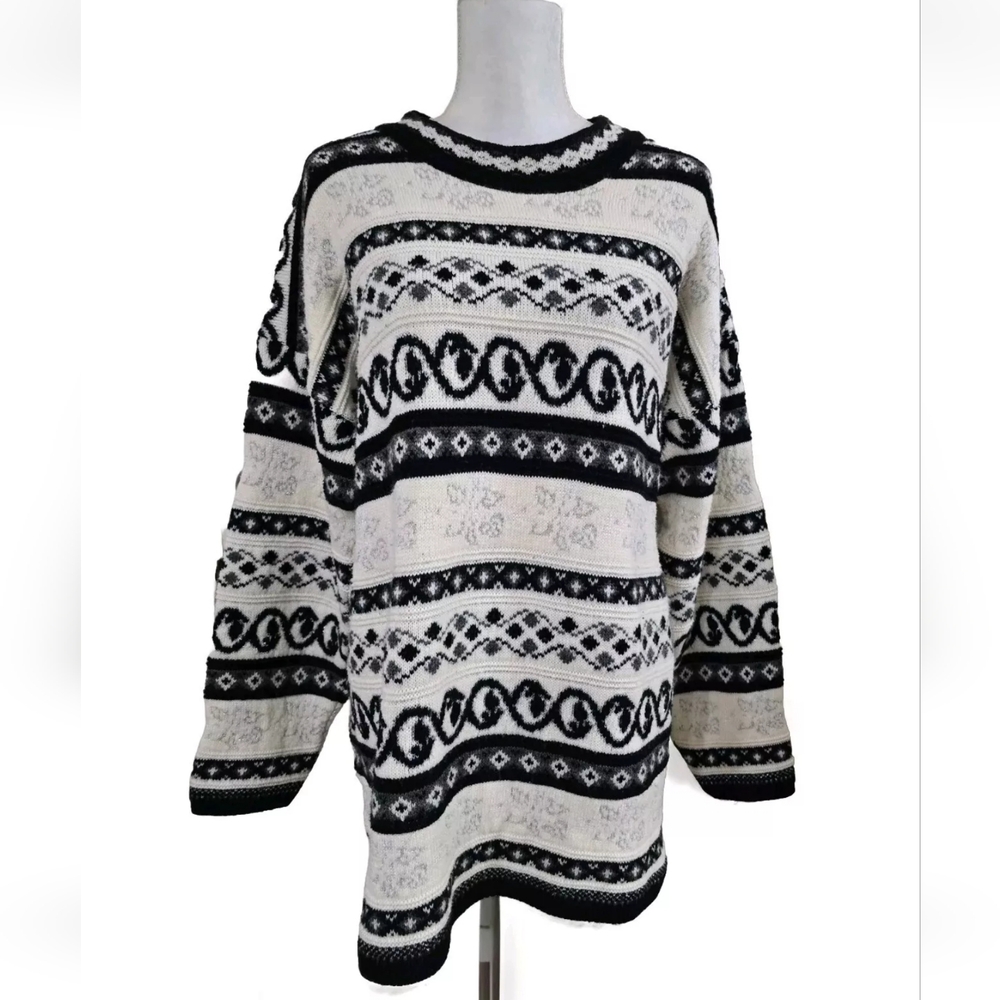 Vintage Forelli Sweater Black/White Women's Size 2X EUC